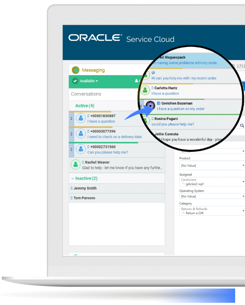 Laptop-cropped-Oracle-ART-close-up Mobile phone displayed shows text messages get read at a 96% rate, the highest engagement of any channel